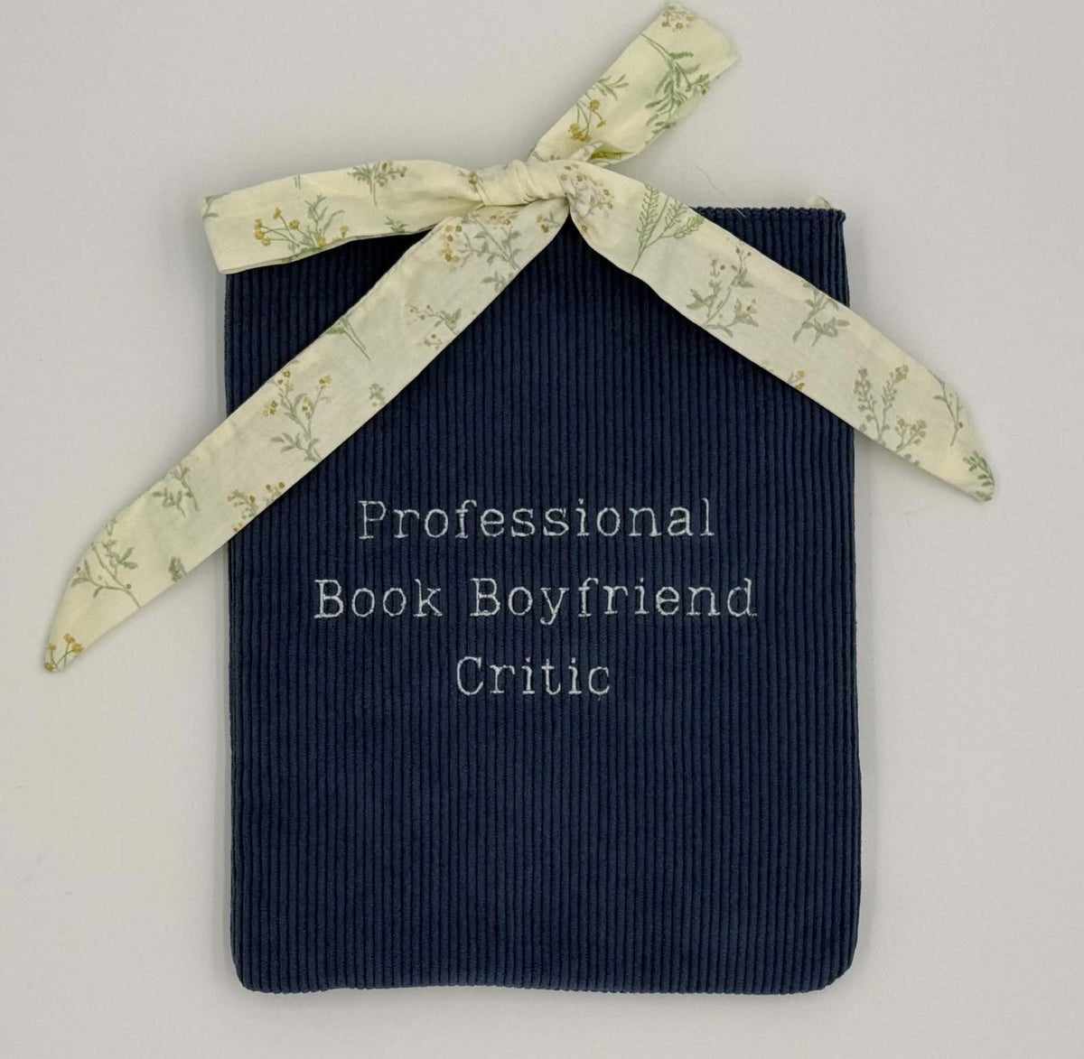 Feral for Morally Gray Men in Suits Book Sleeve – Charcoal Corduroy with Blue Vine Bow