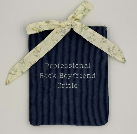 Feral for Morally Gray Men in Suits Book Sleeve – Charcoal Corduroy with Blue Vine Bow