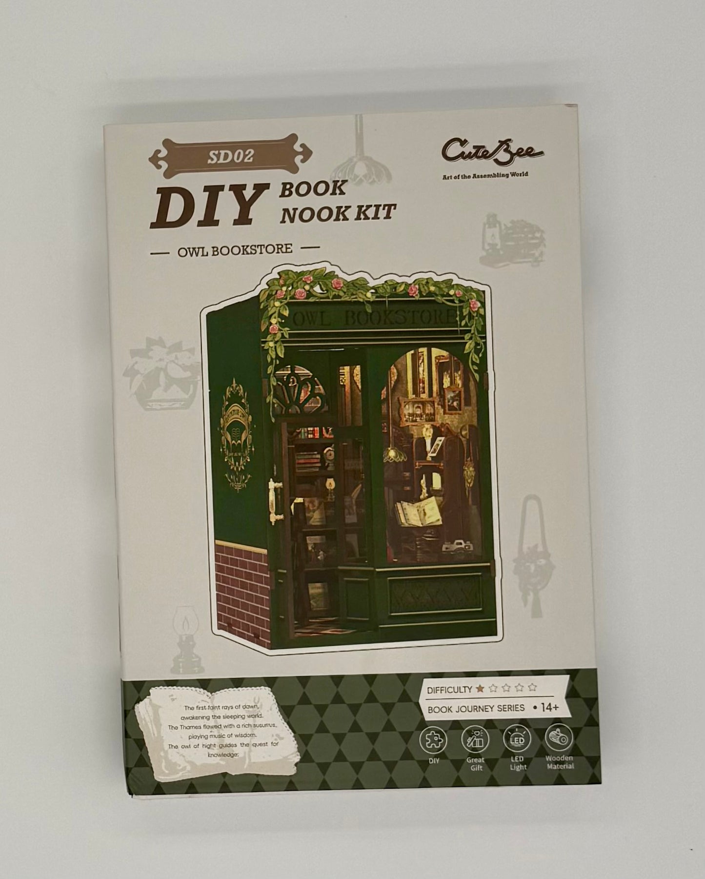 DIY Book Nook Kit – Owl Bookstore with LED Light | CuteBee