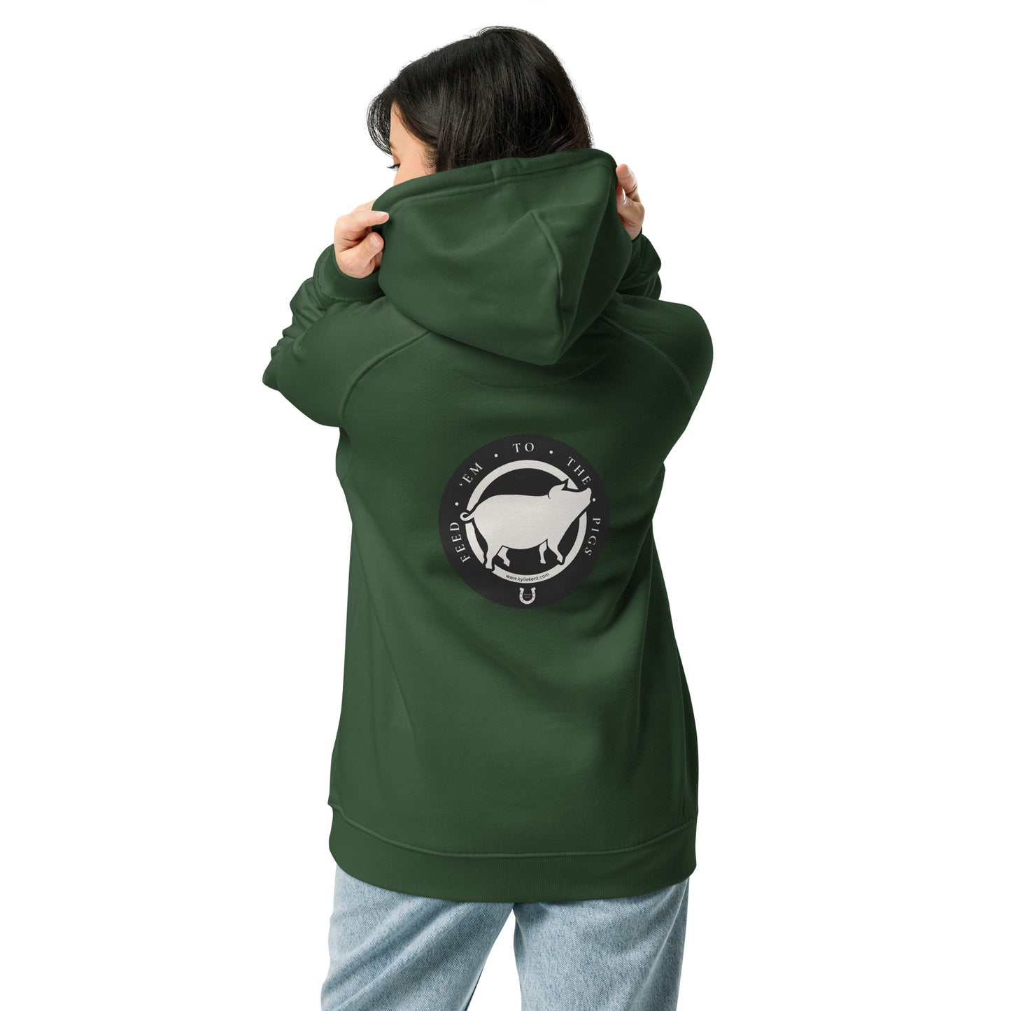 Feed 'em to the Pigs Unisex eco raglan hoodie