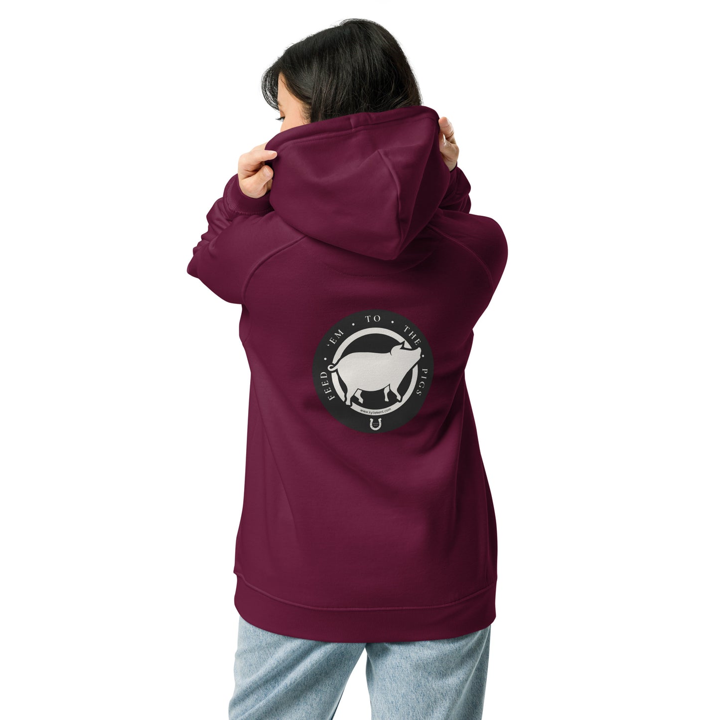 Feed 'em to the Pigs Unisex eco raglan hoodie