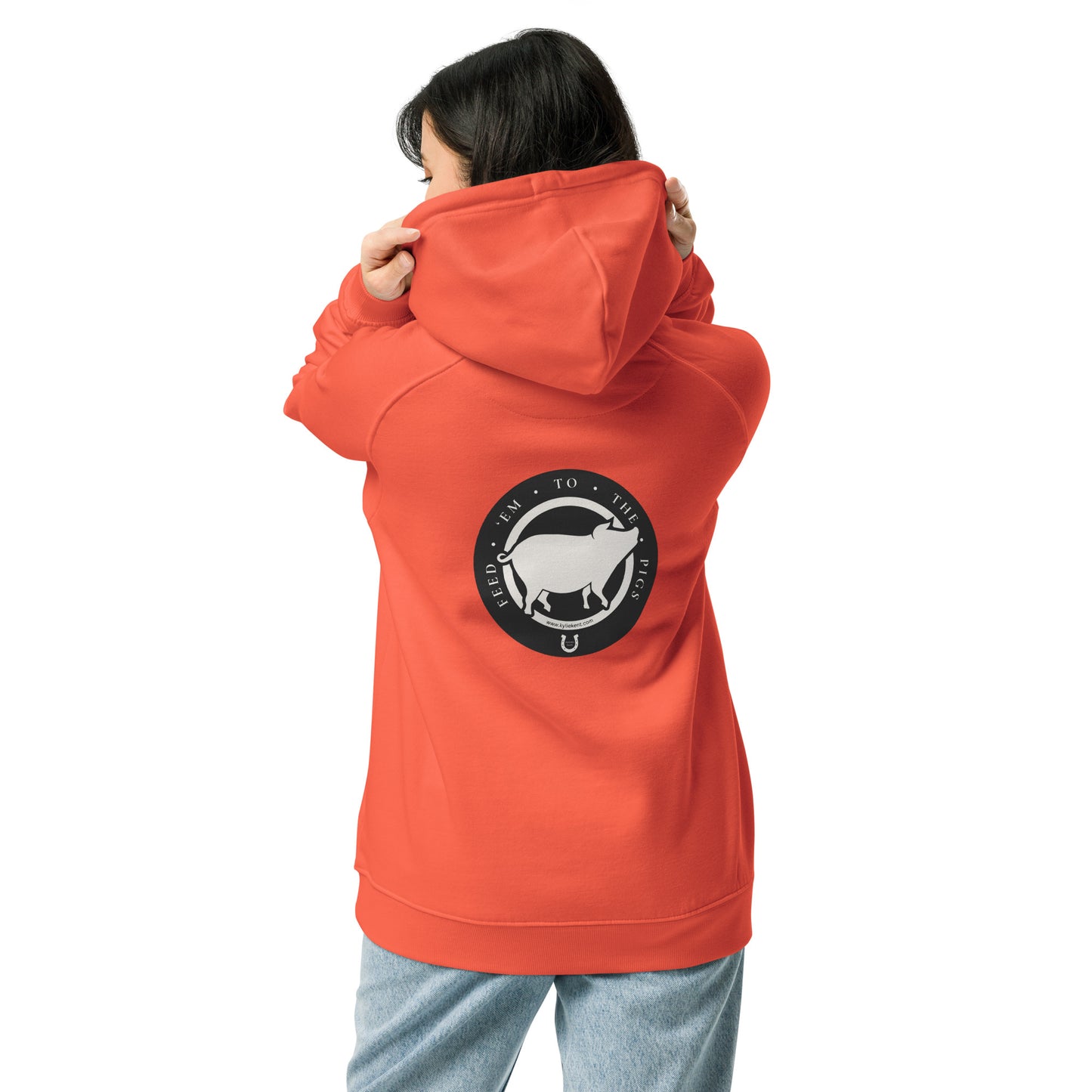 Feed 'em to the Pigs Unisex eco raglan hoodie