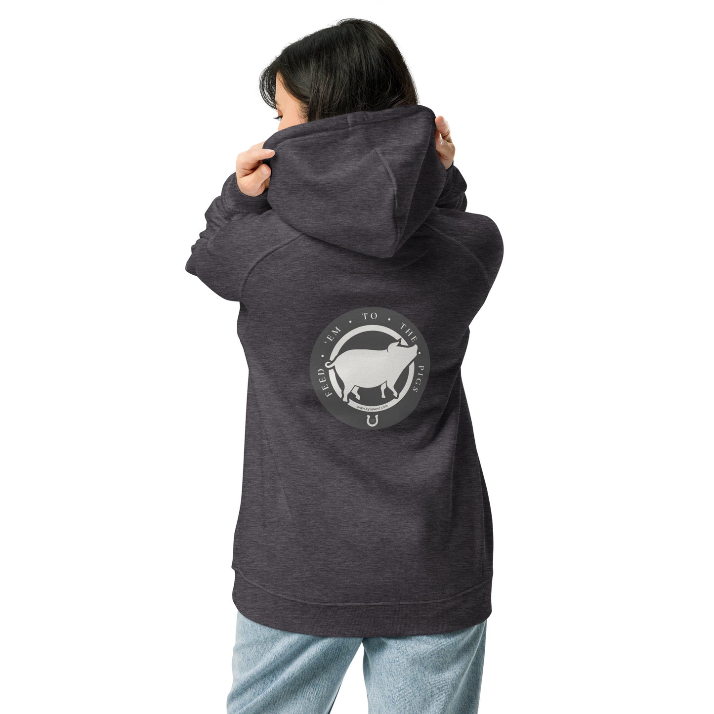 Feed 'em to the Pigs Unisex eco raglan hoodie