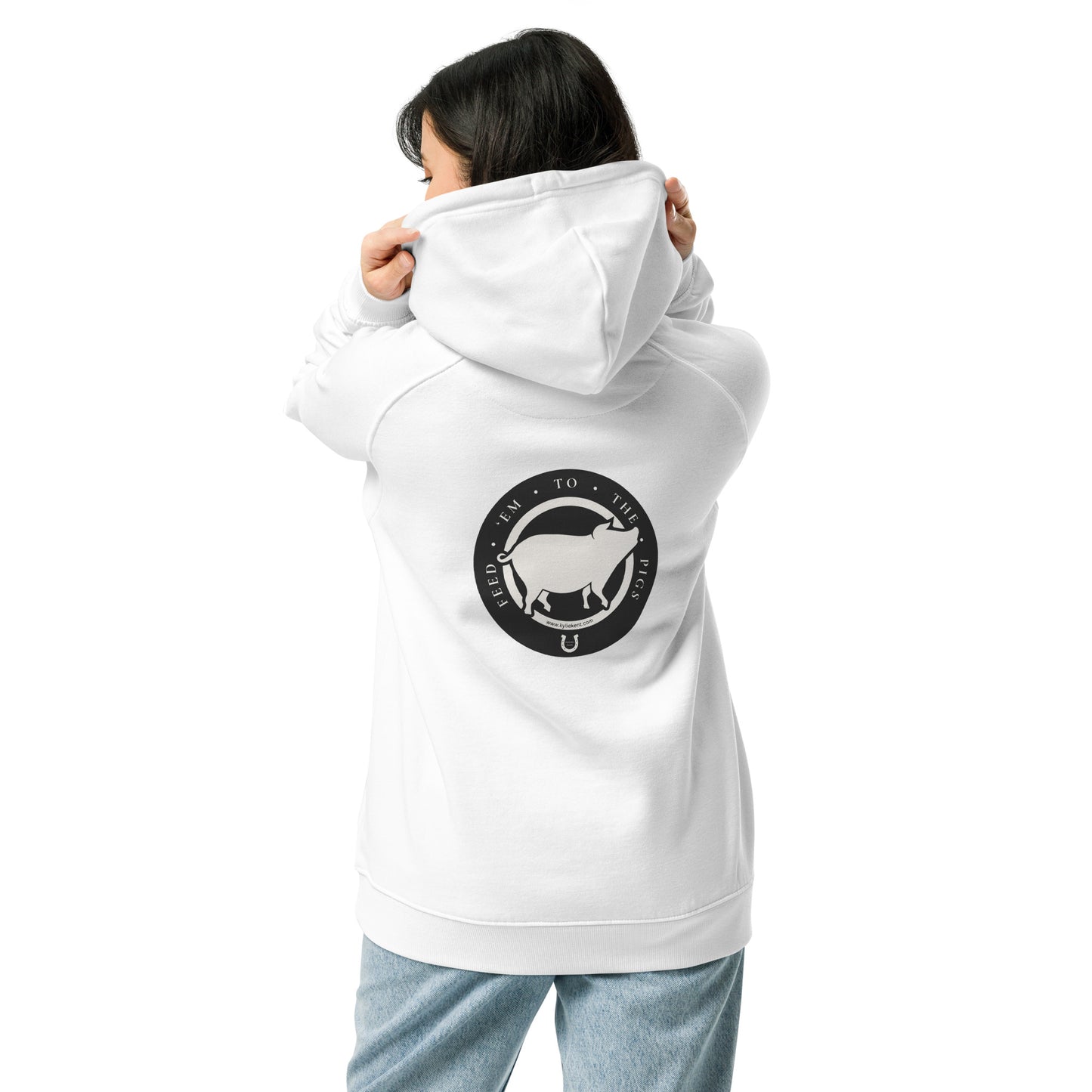 Feed 'em to the Pigs Unisex eco raglan hoodie